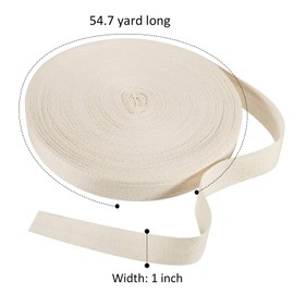 54.7 Yard Herringbone Tape Ribbon Twill Tape Ribbon Natural Webbing Tape Bias Binding Tape for DIY Crafts Sewing Knit, Beige (1 Inch Wide)