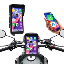 Motorcycle Carplay Screen GPS Navigation System with Wireless Carplay and Android Auto, 5 Inch Portrait Car Play for Moto Waterproof Siri G00gle Assistant
