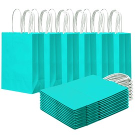 qiqee 24PCS Small Gift Bag with Handles Bulk 8.3x6 x3Inch Gift Bags Bright Green Bags Multiple Uses (Small Size)