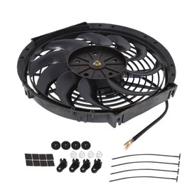 LABLT 12 Inch Slim Fan Push Pull Electric Radiator 12V 80W Performance Cooling Fan Mount Kit Black 2 Pcs