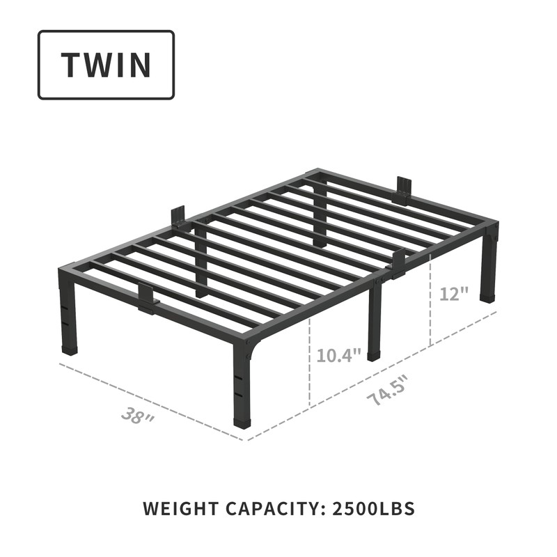 MAF 12 Inch Twin Bed Frames with Mattress Slide Stopper