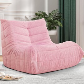 Cansunna Bean Bag Chair Big Sofa Beanbag Chair for Adults Fireside Chair Bean Bag Lounger with Memory Foam Filled for Home,Apartment or Gaming Venue(Pink Teddy)