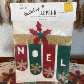 Vintage MCM 60s Felt NOEL Christmas Decoration Appliqué Trim NEW Old Stock