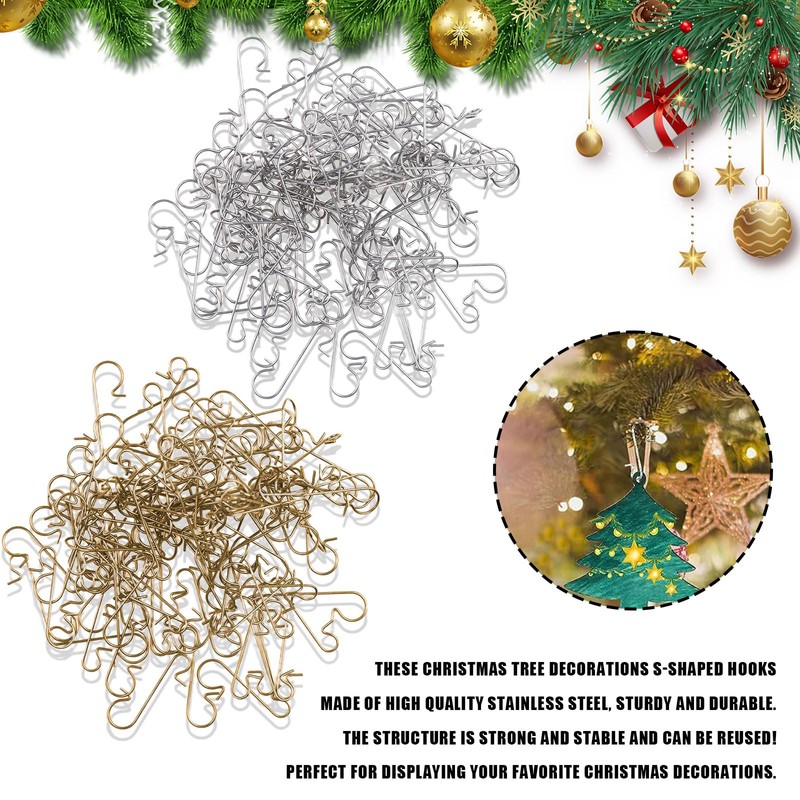 Suxgumoe Christmas Tree Hooks, Pack of 200 S Hooks Small