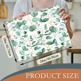 UIUPRO Eucalyptus Leaves Dish Drying Rack Mat for Kitchen Counter,Vintage Boho Dish Drying Pad Absorbent Reversible Microfiber Protector for Coffee Bar Sink Countertops 18x24 Inch