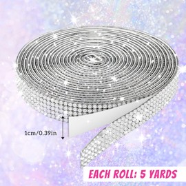 5 Yards Long Rhinestone Stickerse, Rhinestones Trim Used for Bags, Self Adhesive Rhinestone Ribbon, Clothing Matching and Creative DIY of Handicrafts, 5 Rows of Rhinestones Highlight Fashion Tast