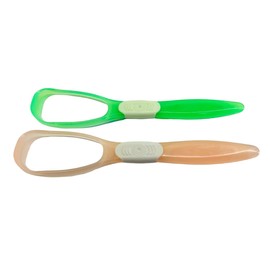 2 x Zungenreiniger Kunststoff Zungenschaber Kunststoff Zungenreiniger Mundgeruch Entferner Mundpflege Zahnpflege (grün & orange (groß))