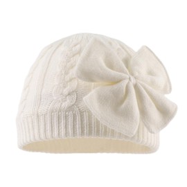 XIAOHAWANG Baby Girl Winter Hat Cute Bow Baby Beanie Warm Knitted Hats for Infant Toddler Girls (White, S)