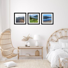 JCJMY 10x10 Picture Frame With Mat, Display 8x8 With Mat or 10x10 Without, Wood Square Photo Frame for Wall Hanging, 1 Pack, Black