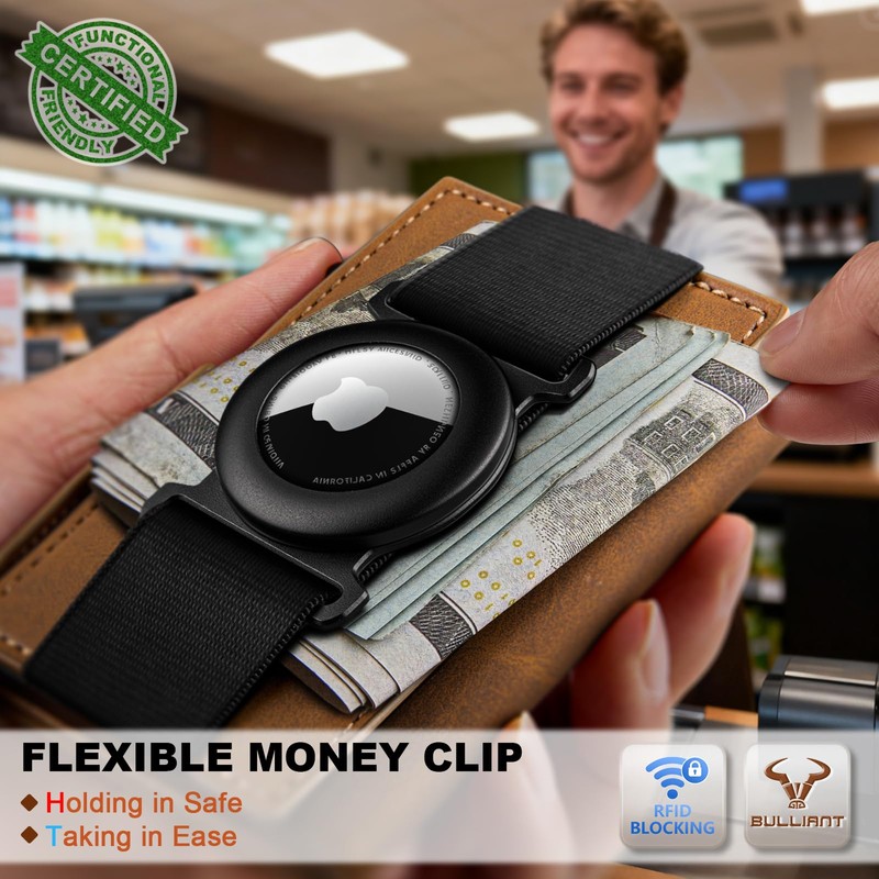 BULLIANT Men Airtag Wallet,Slim Front Pocket Wallet Money Clip for