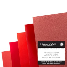 Shimmer Cardstock Paper 8.5 x 11- Assorted Glitter, Metallic, and Pearl Sheets for Crafts, Scrapbooking, Card Making - 20 Pack, 85lb Heavyweight, 230 GSM, Red