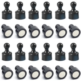 24 PCS Small Refrigerator Magnets Strong Fridge Magnets Magnetic Push Pins Whiteboard Magnets Map Magnets Perfect for Home Kitchen Office School Classroom Black