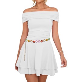 Chain Belt for Women Fashion - Y2K Rhinestone Waist Chain, Decorative Belt for Dresses, Jeans, Festival Looks(Gold,SquareShape)