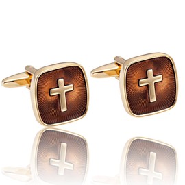 Urban-Jewelry Amazing Stainless Steel Cufflinks with Gold Holy Cross
