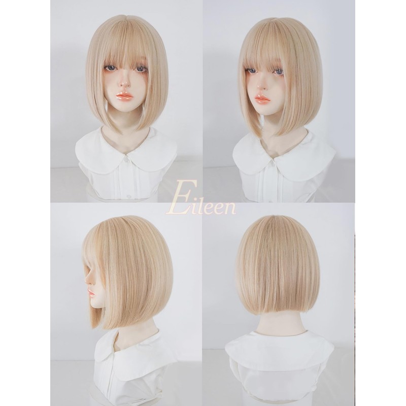 Eileen Bob Blonde Wig, Natural Fluffy Women's Wig, Straight, Small