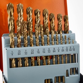 CaRoller Drill Bit Set 21-Piece, M35 Cobalt Metal Drill Bits Durable Round Shank Drill Sets for Steel Wood Plastic Sheet Metal