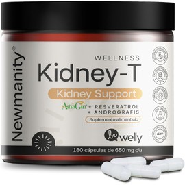 NEWMANITY Kidney-T Astragin + Resveratrol + Adaptogenos - 2 meses - Con Reishi, Cordyceps, Andrografis para Apoyo a los Riñones y Bienestar Integral - Capsulas Veganas