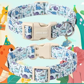 ARING PET Dinosaur Dog Collar-Cute Dog Collar for Small Dogs, Adjustable Dinosaur Print Pet Collars Puppy Collars for Small Medium Large Dogs