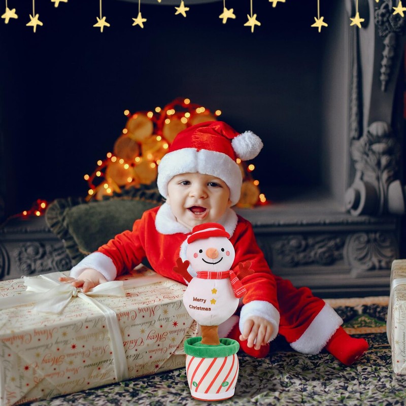 MIGIFTDY Christmas Electric Plush Toy, Christmas Snowman Santa Singing Dancing