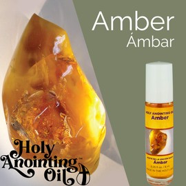 Amber Anointing Oil from Israel, Bulk Set of 6 Roll On Bottles, 1/4 oz Each, Made in The Holy Land of Jerusalem, Prayer Gift for Pastors & Priests, Aceite Ungido de Ámbar