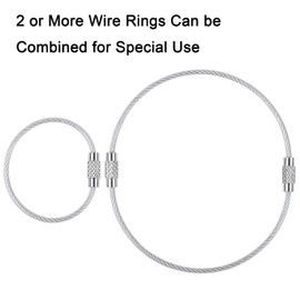 Wisdompro Wire Keychains, Screw Type, Wire Keyring, Key Chain, Stainless Steel, Key Storage, Prevents Lost and Theft, 4.3 inches (11 cm), Set of 20, Silver
