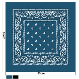Karl Loven Bandana, Neckerchief, Headscarf, Original Paisley Pattern, Bikers’ Headwear, Hair Scarf, Wrist Bandana, 100% Cotton, Premium Quality for Women, Men, Duck Blue