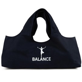 Wild Essentials Yoga Bag, Balance, Exercise tote, large mat carrier with shoulder strap and inside pocket, fits most yoga mats, Rugged 10 ounce, recycled cotton canvas (Black-Balanace)