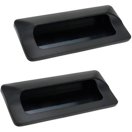 Mewutal 2pcs Concealed Recessed Pull Handles, 4 x 2 Inch Zinc Alloy Square Flush Hidden Handle for Sliding Doors Drawers Cupboard Tatami 96mm Hole Distance (Matte Black)