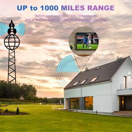 ATSC3.0 Outdoor/Indoor TV Antenna for Smart TV with Strong Signal, 1000 Miles Long Range Digital TV Antenna, Supports 4K 1080P, 32.8ft RG59 Coax Cable, Support 2 TVs, Weather Resistant