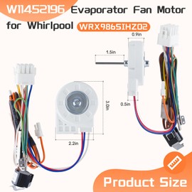 OEM W11452196 Refrigerator Evaporator Fan Motor Perfectly Compatible with Whirlpool WRX986SIHZ02 Refrigerator, Replacement Part W11374554 4962144 AP6987262 PS16217991 EAP16217991