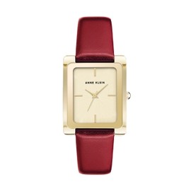 Anne Klein Women's Japanese Quartz Dress Watch with Leather Calfskin Strap, Red, 17 (Model: AK/2706CHRD)