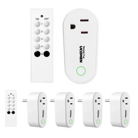 UCOMEN Remote Control Outlet with 100 ft Range,Wireless Light Switch for Household Appliances,Remote Light Switch Kit,White (5 Outlets + 2 Remotes) 1875W