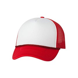 Valucap - Foam Mesh-Back Trucker Cap - VC700 - Adjustable - White/ Red