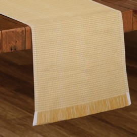 Homewear Arbor Stitch Woven Cotton Table Runner 16x80 Inch, 100% Cotton, Yellow, Dining Table Centerpiece for Kitchen, Living Room, Farmhouse, Boho Decor, Holiday & Everyday Party Decor, Rustic Home