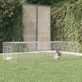 vidaXL Rabbit Cage/Animal Playpen-Outdoor Pet Enclosure/Galvanized Iron - Silver, 86.6"x43.3"x21.7", Spacious & Ventilated Design