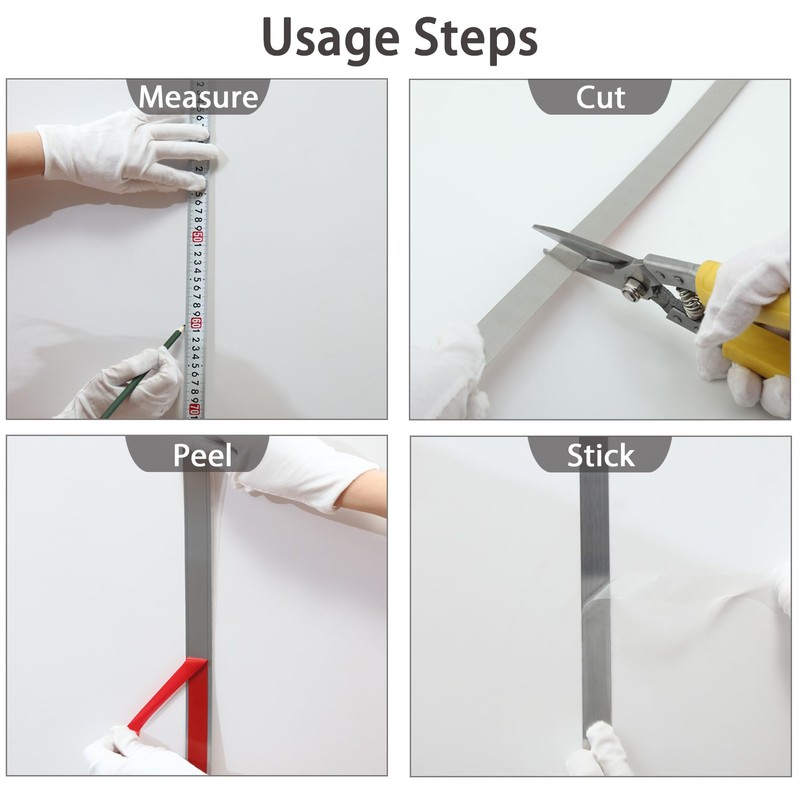 Coengwui Peel and Stick Metal Molding Trim, Self-Adhesive Stainless Steel