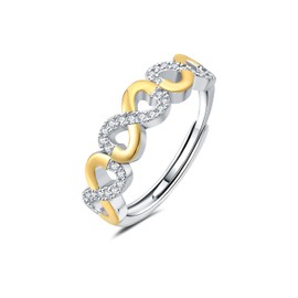 FUNTE Infinity Cubic Zirconia Eternity Wedding Band Simulated Diamond Engagement Promise Stackable Rings for Her