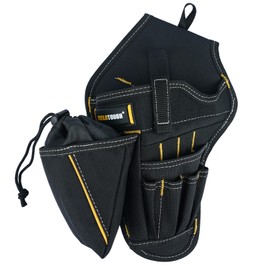 MELOTOUGH Drill Holster Impact Driver Holster with Bit Pouch Heavy Duty Impact Holster for Tool Belt (Left Hand)