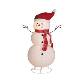 5 Foot Tall - Light-Up Pop Up Holiday Snowman with Santa Hat - Pre-Lit Clear Lights, Holiday, Yard, Lawn Christmas Decoration - (2023)