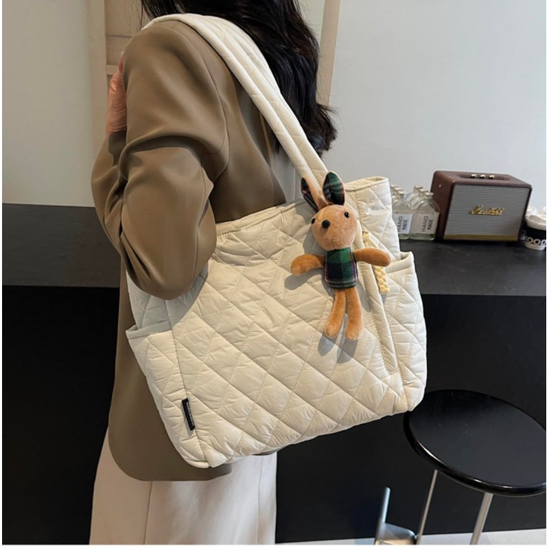 [Electric Circus] キルティング トートバッグ ファスナー付き 軽いバッグ 肩掛け ショルダーバッグ 通勤 通学