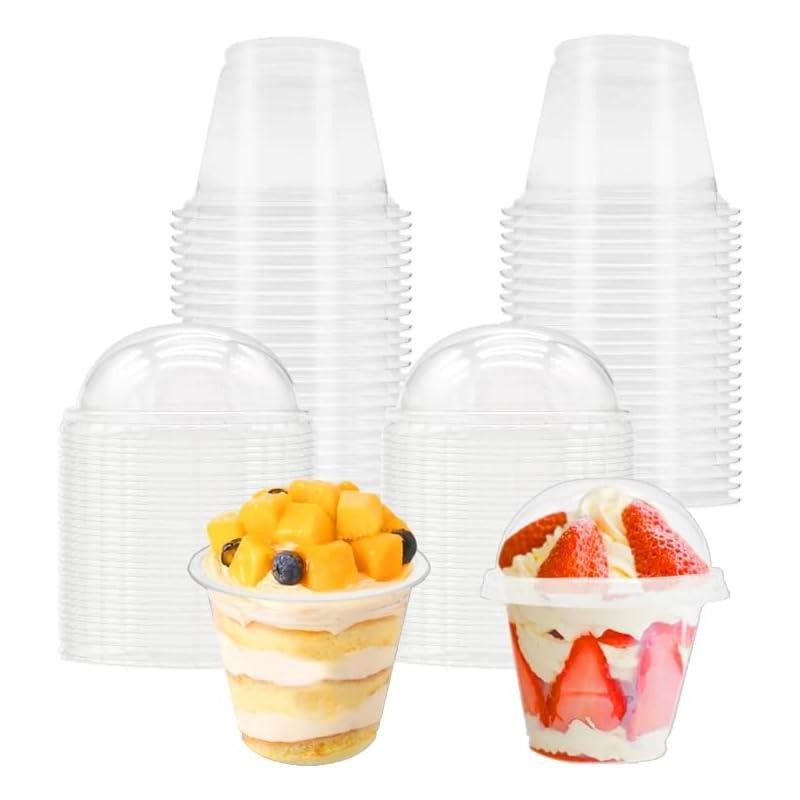 50 Pcs 6 oz Clear Plastic Cups with Dome Lids,Transparent