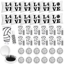LemonRoad 48 Pcs Volleyball Lip Balm Hand Cream Makeup Bag Brush Set Volleyball Team Gifts Accessories Sport Party Supplies for Players Teen Girls Gifts