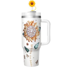 Birthday Gifts Tumbler for Women,Happy Birthday Gift Cup,Birthday Blessing Insulated Drinkware with Lid Straw,Sunshine Birthday Present Ideas for Mom Sister Grandma Daughter,40oz