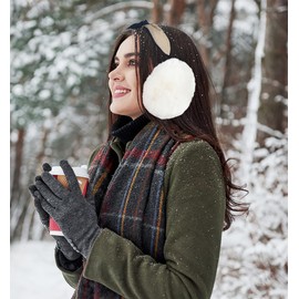 Unning Winter Earmuffs Women's Plush Foldable & Adjustable Ear Warmers Fashion Faux Fur Soft Ear Protection Ear Muffs Ear Warmers for Women, beige