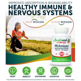 Palmitoylethanolamide 450mg Comfort Mobility Nerves Cognitive & Immune Support - Micronized High Absorption - All Natural Pea - USA Made - No Additives or Excipients – 90 Vegan Capsules Supplement