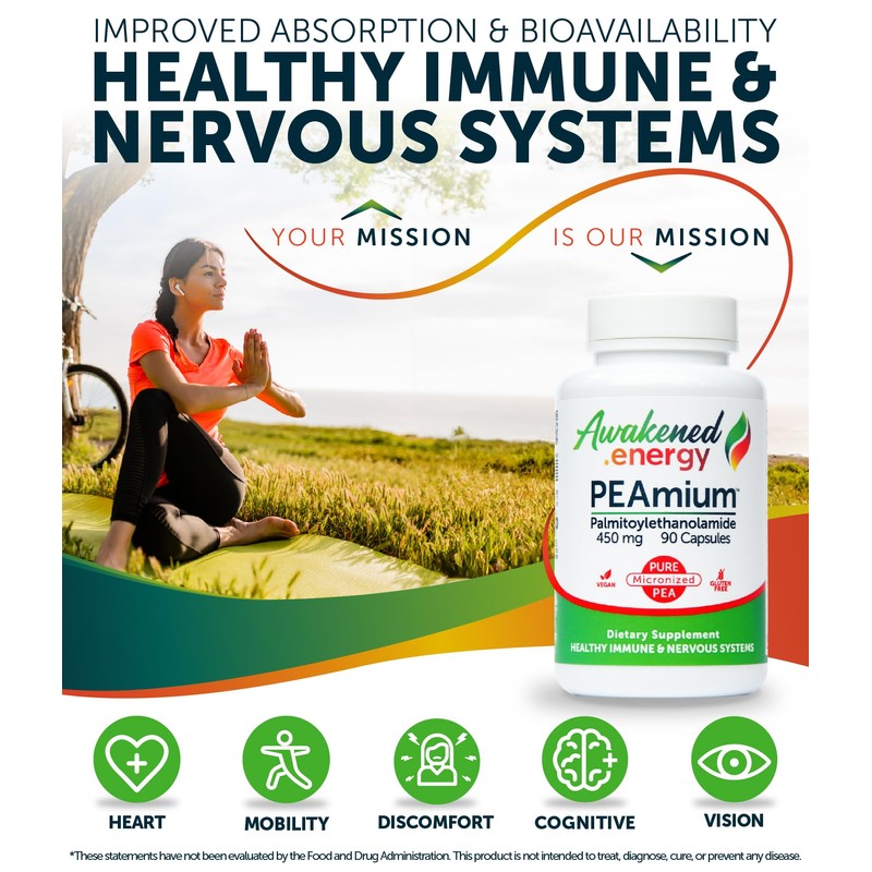 Palmitoylethanolamide 450mg Comfort Mobility Nerves Cognitive & Immune Support -
