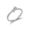 Sterling Silver 1mm Ring with CZ Crystal Bow - UK