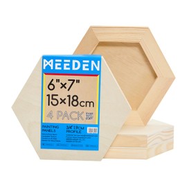 MEEDEN Hexagon Wood Canvas Panels: 3/4" Deep Wooden Canvas Panels - 4-Pack Cradled Wood Art Boards for Pouring Art, Crafts, Painting (6x7 inches)