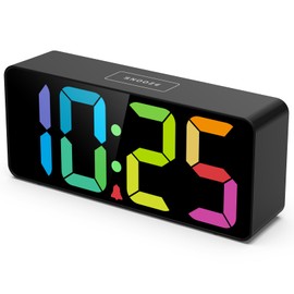 Welgo 7.5 Inches Big Number Alarm Clock for Seniors & Kids, 0-100% Adjustable Brightness and Volume, USB Charging Port, Simple Operation, Snooze, Outlet Powered for Bedside