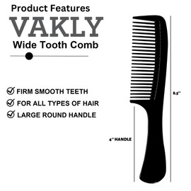 Large Wide Tooth Paddle Comb for Detangling Wet or Dry Hair 8.5-inch Round Handle Styling Combs - Pack of 3 for Men, Women and Kids - Long, Straight, Wavy, Curly and Coarse Hair